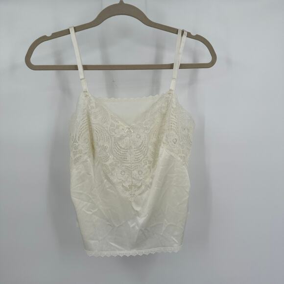 Vanity Fair Womens Top Size M Vintage Cream Lace Cami Coquette Romantic Lingerie - Picture 1 of 8